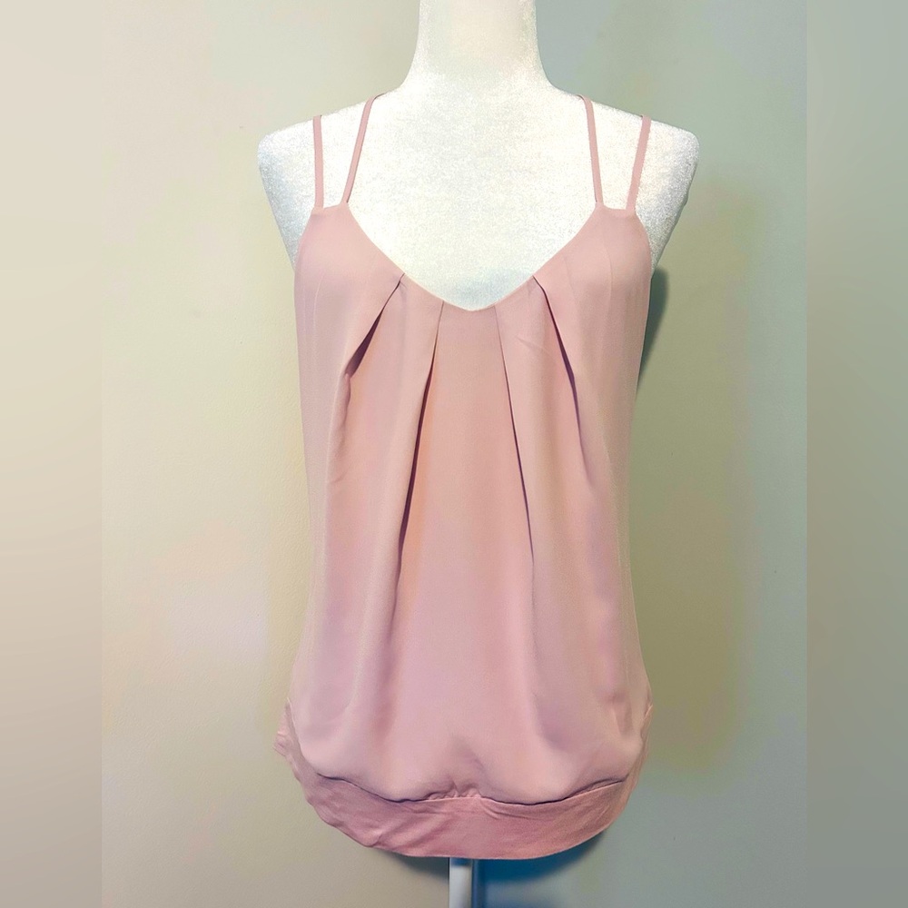 Express Pink Rose Pleated Camisole Tank Top, Size Medium - Picture 1 of 16